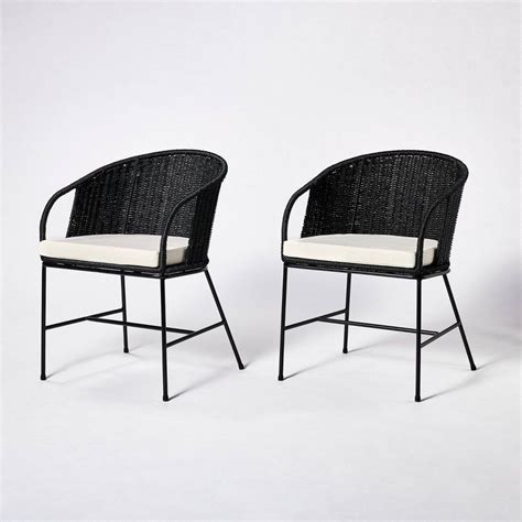 2pc Westcliff Seagrass Dining Chairs Black Threshold™ Designed With