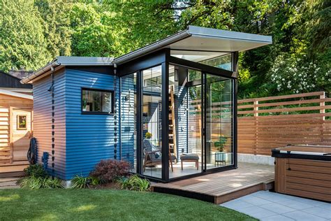 Modern Backyard Reading Shed With Skylights And Large Windows