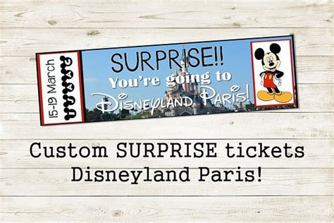 Printable Ticket To Disneyland Paris Custom Name Dates Personalize