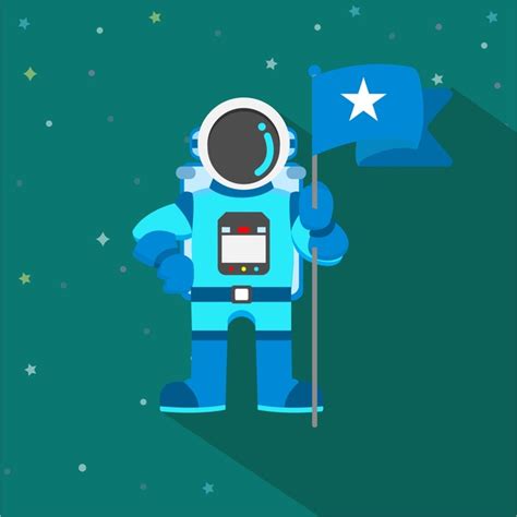 Space Astronaut Holding Flag Vector Illustration Free Vector In Adobe