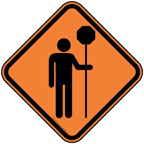 Graphic Only Flagman Stop Sign Reflective Sign With