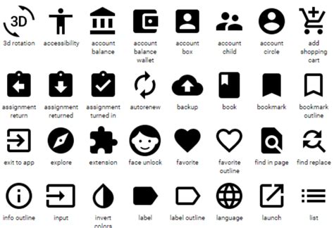 Android Icon Glossary