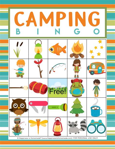 Camping Bingo Printable Printable World Holiday