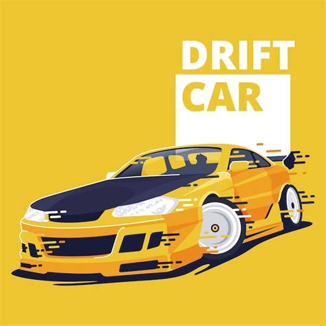 Premium Vector Drift Car Flat Design Illustration