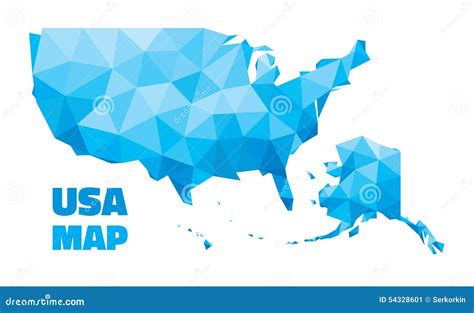 Abstract Usa Map Vector Illustration Geometric Structure In Blue