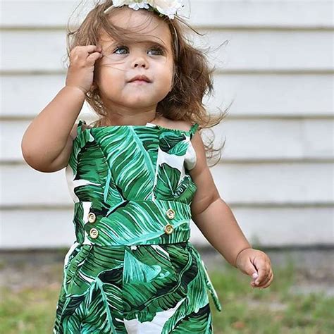 Baby Rompers Baby Girl Clothes Summer Print Bandage Girl Rompers Cotton
