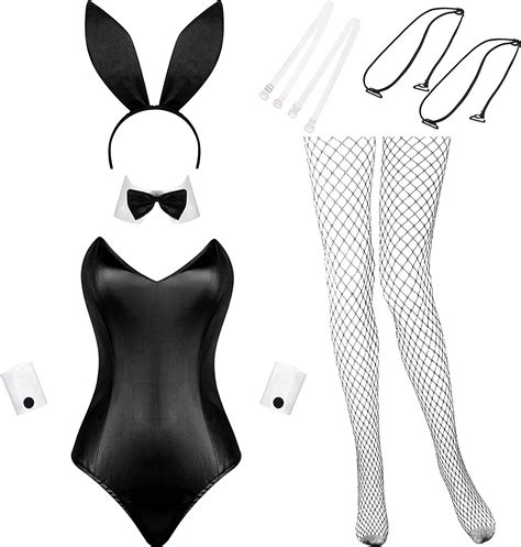Bunny Costume Women Lingerie And Tails Bodysuit Role Play Rabbit Outfit Set For Halloween