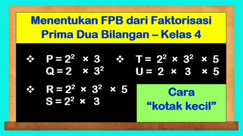 Menentukan FPB Dari Faktorisasi Prima Dua Bilangan Matematika Kelas 4