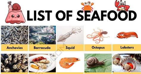 Types Of Seafood List Of Seafood Names With Cool Pictures 7esl