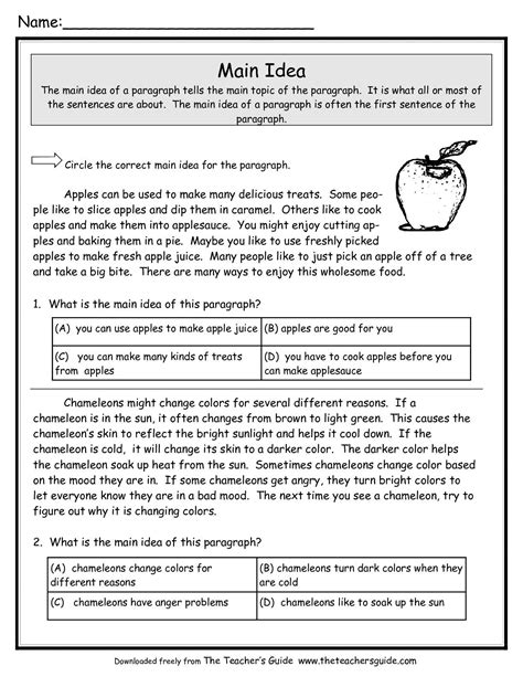 Main Idea And Supporting Details Worksheets With Answers