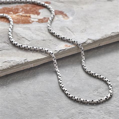 Mens Sterling Silver Box Link Chain Necklace By Hurleyburley Man