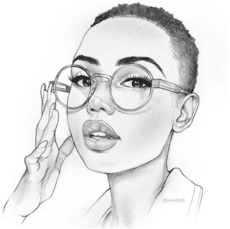 Instagram Joannajames Glasses Sketch Pencil Portrait Black Girl Art
