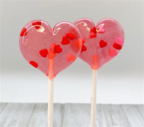 Heart Lollipops Cherry Flavored Set Of 10 Lollipops Heart Etsy