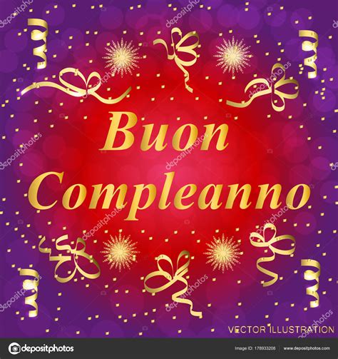 Buon Compleanno Greeting Card Brightly Colorful Illustration Happy