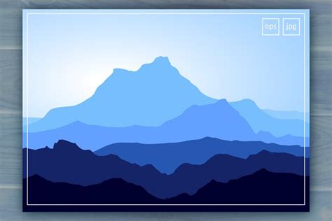 Blue Mountains And Sea Vector Pre Designed Photoshop Graphics