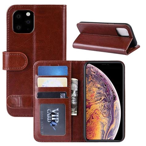Iphone 11 Pro Max Wallet Case With Magnetic Closure Brown