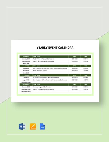 Event Calendar Template 32 Download