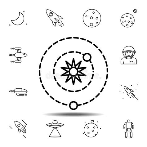 Galaxy Space Planets Icon Simple Thin Line Outline Vector Element