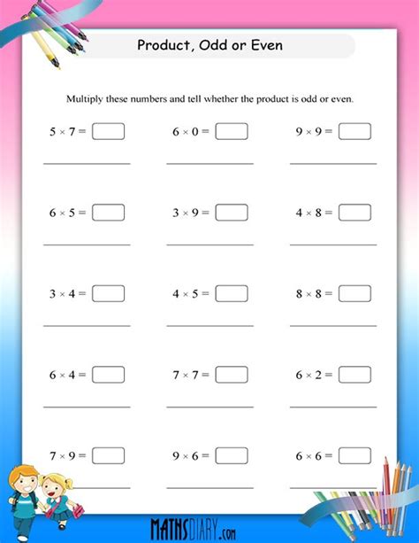 Multiplying Odd And Even Numbers Worksheets