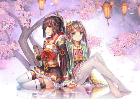 Original Characters Anime Japanese Clothes Cherry Blossom Anime Girls Manga Wallpapers Hd