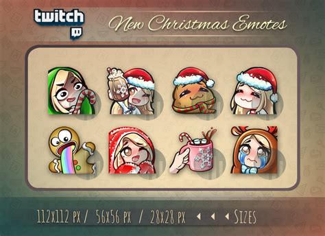 Twitch Christmas Brown Girl Emotes Cute Chibi Emotes For Etsy