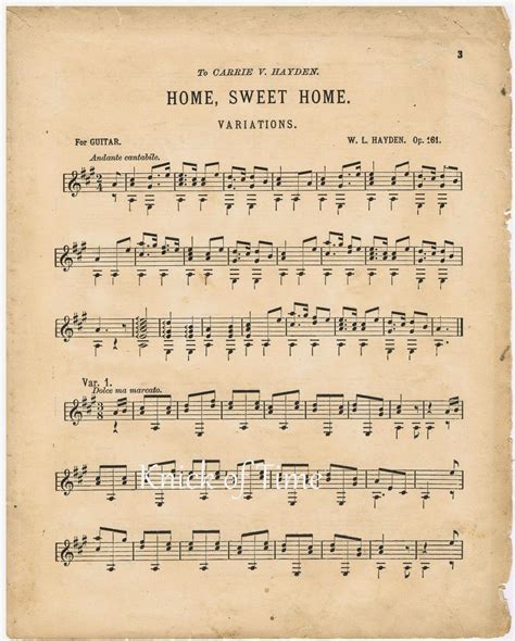 Free Printable Antique Sheet Music Home Sweet Home From