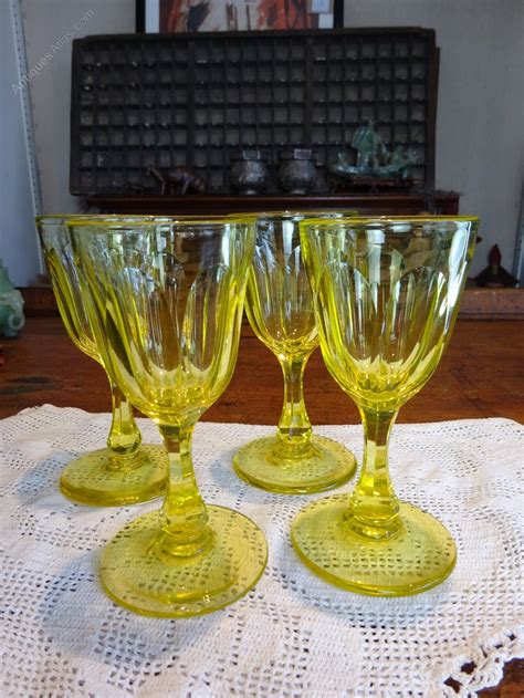 Antiques Atlas Set Victorian Yellow Uranium Desert Wine Glasses