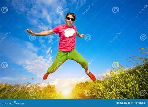 Athlete Man Runing Against The Blue Sky Stock Image Image Of Meadow
