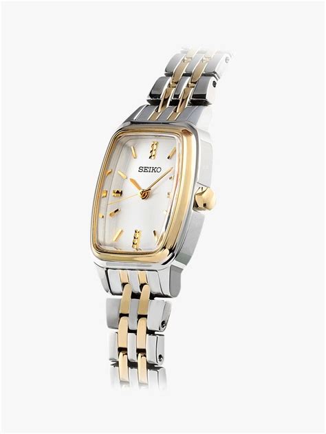 seiko srz472p1 women s rectangular dial bracelet strap watch silver gold seiko silver watch