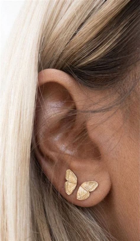 Two Piece Butterfly Earrings Ear Jewelry Earings Piercings Ear