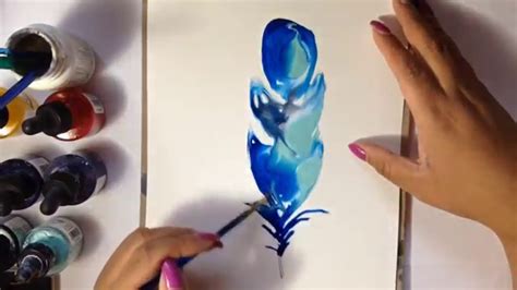 This base layer makes it easier for the next i dropped ink all over the canvas, keeping in mind the gradient of colors i wanted, and spread the colors around by tilting the canvas and blowing. DIY easy blue feather tutorial ink painting - YouTube