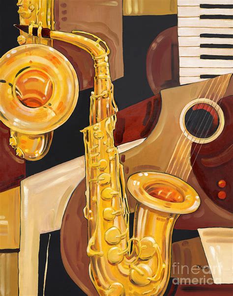 Abstract Saxophone Painting By Paul Brent Pixels