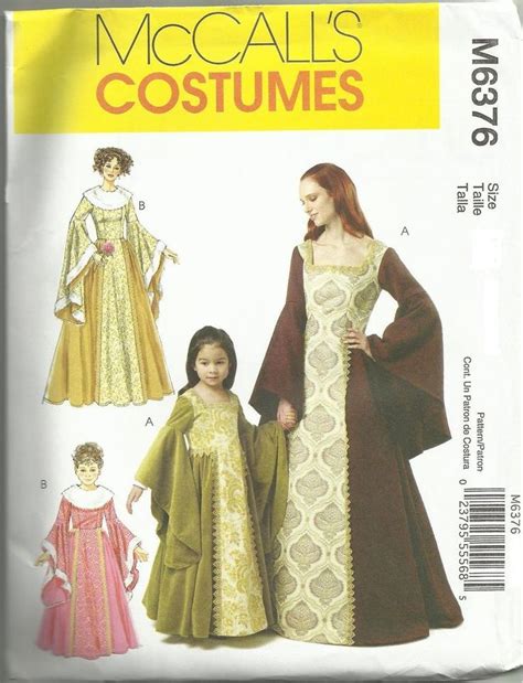 Misses Renaissance Princess Dress Costume Sewing Pattern Size S M L Xl