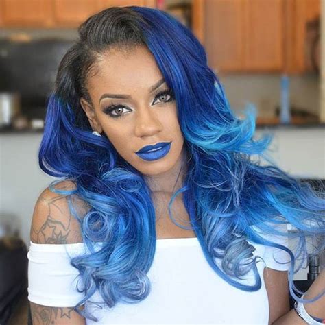 Fairer skin often works better using more of a purple blue, whereas darker, more olive complexions can take a deep cooler blue. 29 Blue Hair Color Ideas for Daring Women | StayGlam