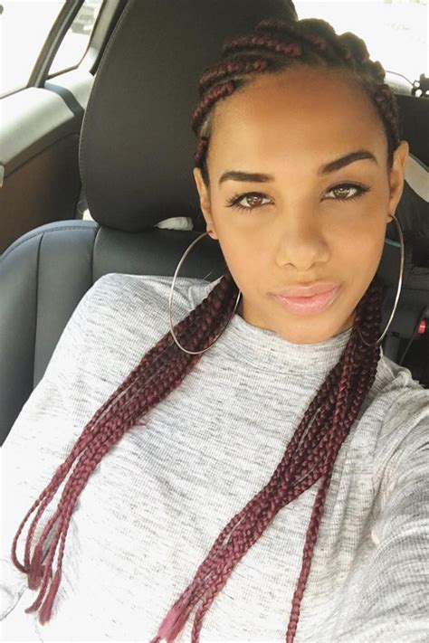 Natalie La Rose Straight Red Cornrows Low Ponytail Ponytail Hairstyle