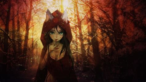 Wallpaper Forest Hoodie Fantasy Animal Ears Anime Girl Resolution