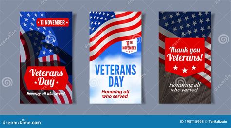 Usa Veterans Day Vertical Banners Set For Social Media And Other