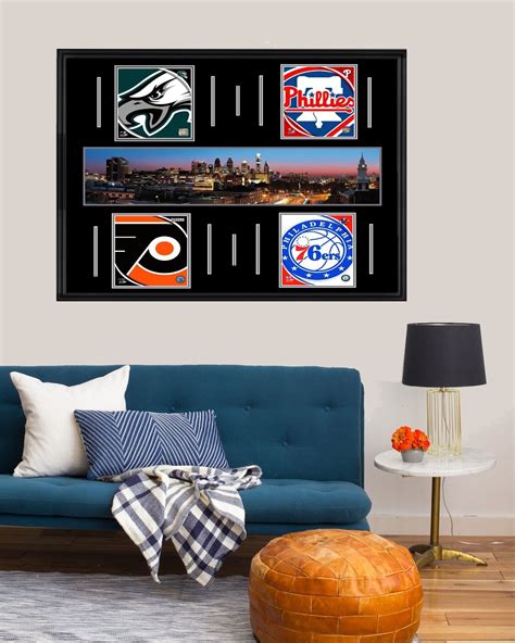 Philadelphia Skyline Super Deluxe Framed Panorama Four Team Eagles