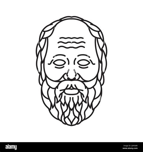 ilustración de una sola línea de cabeza del filósofo griego sócrates de atenas acreditado como