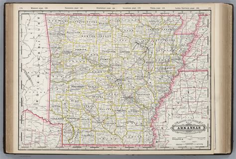 Railroad And County Map Of Arkansas Geo F Cram Engraver And