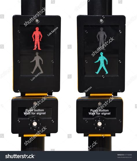 Pedestrian Traffic Lights Red And Green Walk Sign Isolated On White