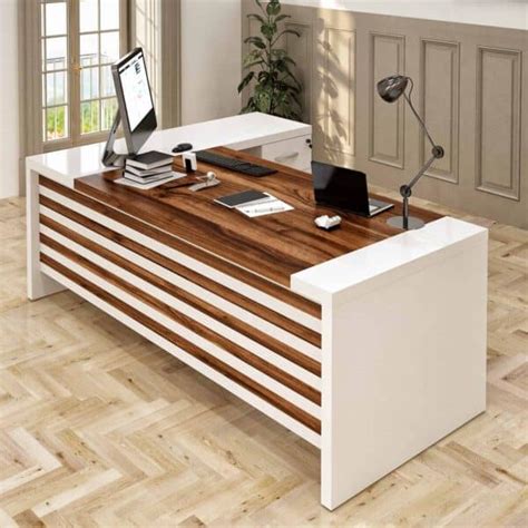 Leon 71 Modern L Shaped Home And Office Furniture Desk White And Brown