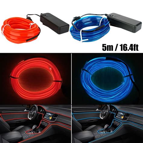 5m Car 12v Led Strip Lights Flexible Neon El Wire Indoor Universal