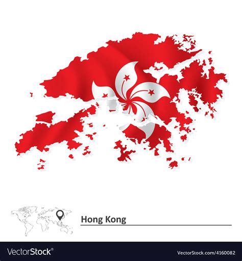 Map Of Hong Kong With Flag Royalty Free Vector Image