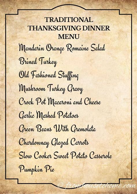 Take a look at this list of common thanksgiving dinner menu items and choose your favorite. The Best Traditional Thanksgiving Dinner Menu and Meal Planner - Entertaining Diva @ From House ...