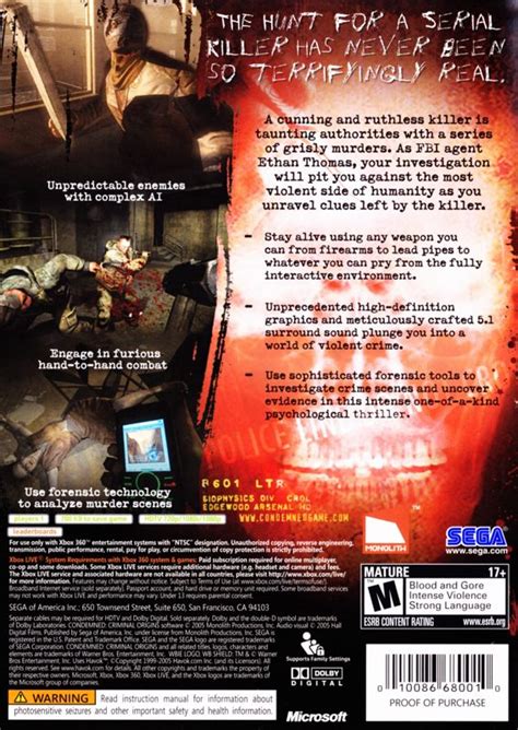 Condemned Criminal Origins 2005 Xbox 360 Box Cover Art Mobygames
