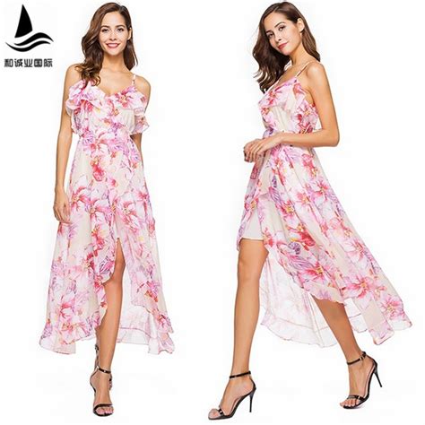 Halter Backless Summer Dress Women Floral Print Beach Dresses Split Long Dress Sexy Dress Female