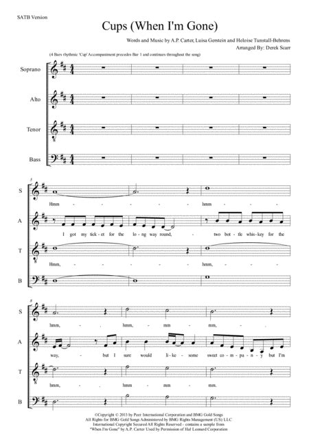 Cups When Im Gone Sheet Music Anna Kendrick Satb Choir