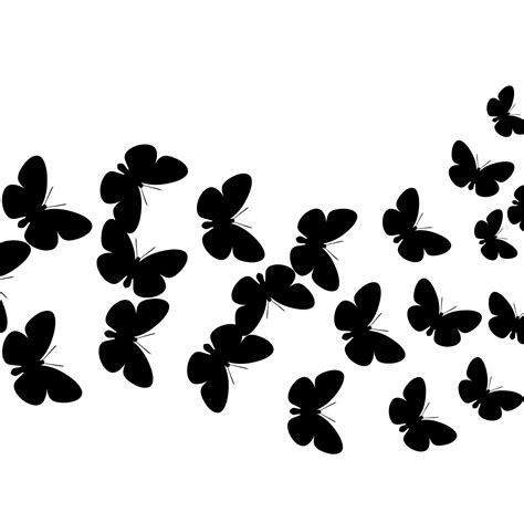 Vector Illustration Of Black Butterfly Group Silhouette Fly With The