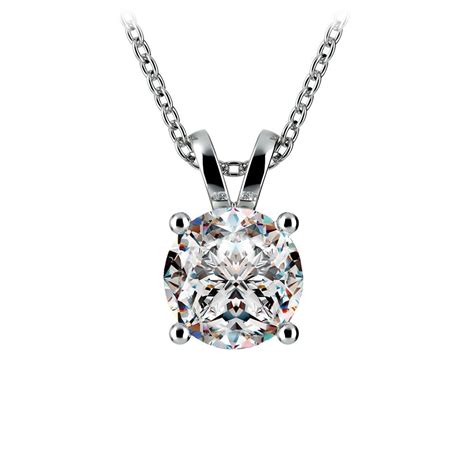 2 Carat Round Diamond Pendant Necklace In White Gold